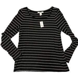 White House Black Market Wide Scoop Neck Long Sleeve Tee Medium NWT